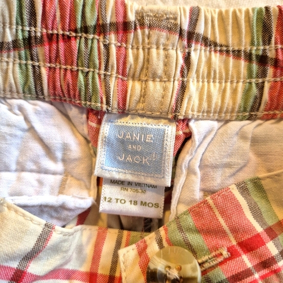 Janie and Jack boys size 12-18 month plaid cargo shorts VGUC - Picture 5 of 6